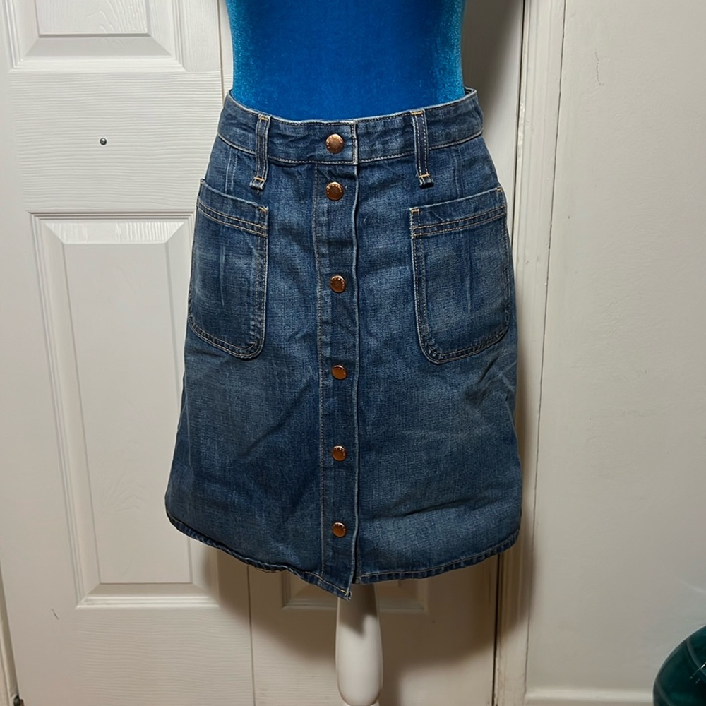 rag & bone Blue Denim Mini Skirt